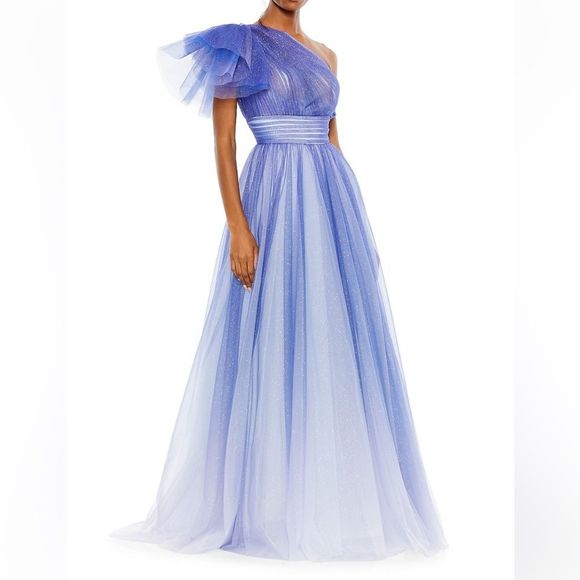 Mac Duggal Sparkle One-Shoulder Tulle Ball Gown -Size 12 - Picture 1 of 9